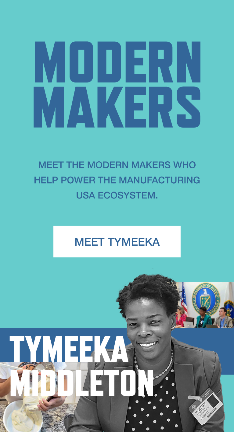 Modern Makers graphic with image Tymeeka Middleton