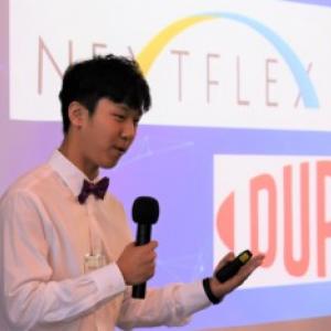 FlexFactor student participant actively engaged in delivering his presentation.