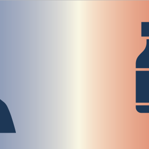 Header graphic with a blue to white to red gradient background. George Washington's silhouette is on the left and a medicine bottle and syringe are on the right.