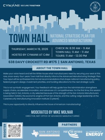 Flyer with details for CyManII Town Hall