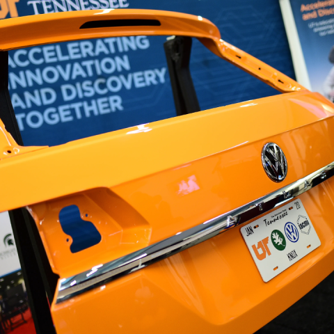 Photo of a Volkswagon lift gate in orange