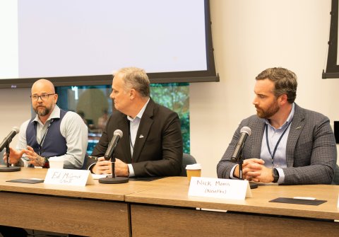 John Balchunas (NIIMBL), Ed McCormick (CyManII), and Nick Morris (NextFlex).
