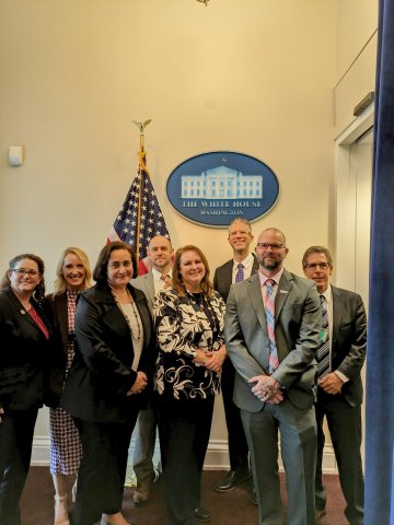 Leaders from five of the Manufacturing USA institutes, NIST, and the Office of the Undersecretary of Defense for Research and Engineering at the White House