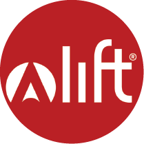 LIFT logo in white over a red circle