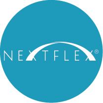 NextFlex logo in white over a teal circle