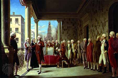 "The Inauguration of George Washington", oil painting on canvas, by Ramon de Elorriaga, New York, 1899. 