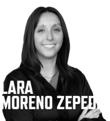 Photo of Lara Moreno Zepeda with her name in white font