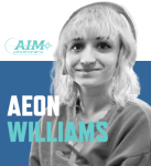 Image of Aeon Williams with AIM Photonics logo