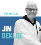 Graphic with photo of Jim DeKloe with his name in bold text and the BioMADE logo