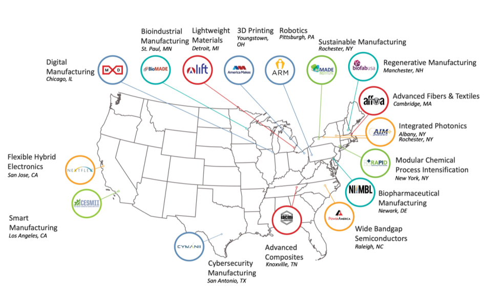 Manufacturing USA Institutes map 2021