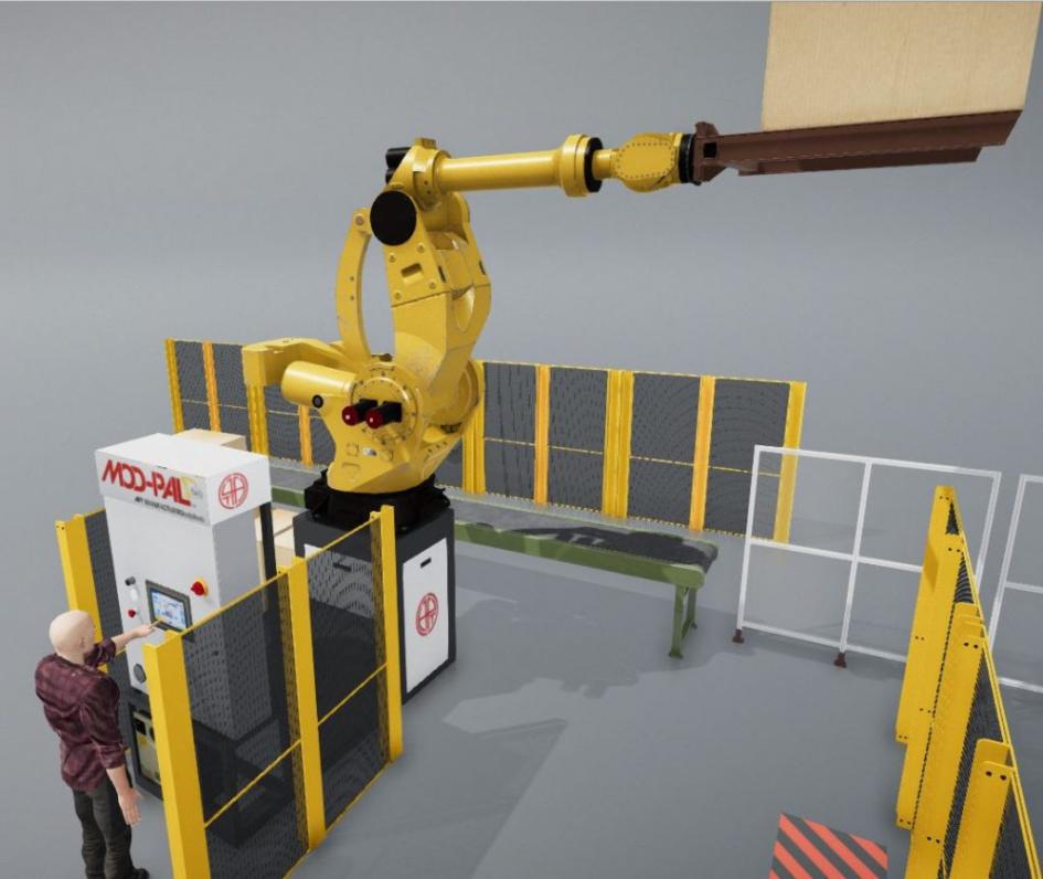 Simulation of worker and robot on manufacturing floor