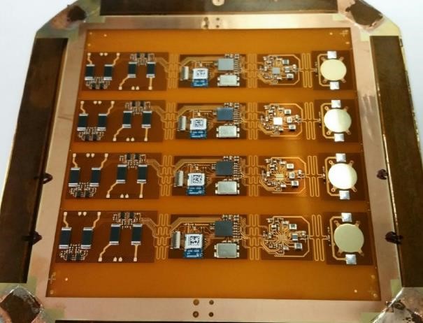 Four wireless EKG sensors ready for final assembly